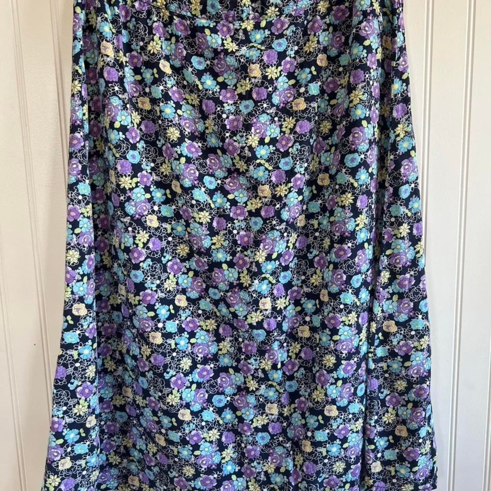 VTG blue floral skirt‎ womens size 12 - Picture 2 of 8